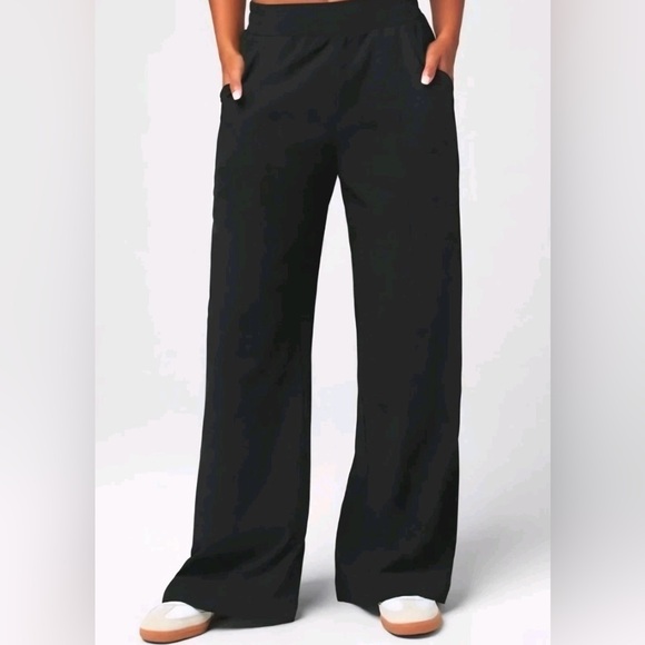Fabletics Pants - FABLETIC Downtown Wide Leg Black Pull-On Athleisure Pants